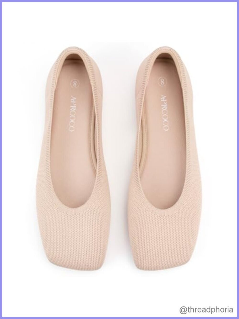 Knit Square Toe Ballet Flats - Washable Slip On Walking Shoes